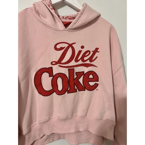 Coca Cola Diet Coke Pink Cropped Pullover Hoodie Size M - Picture 3 of 7